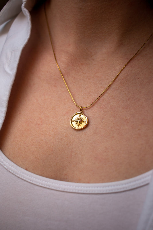 Compass Coin Necklace